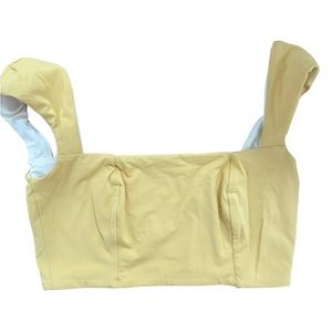 Yellow and White Reversible Bikini Top Size Small